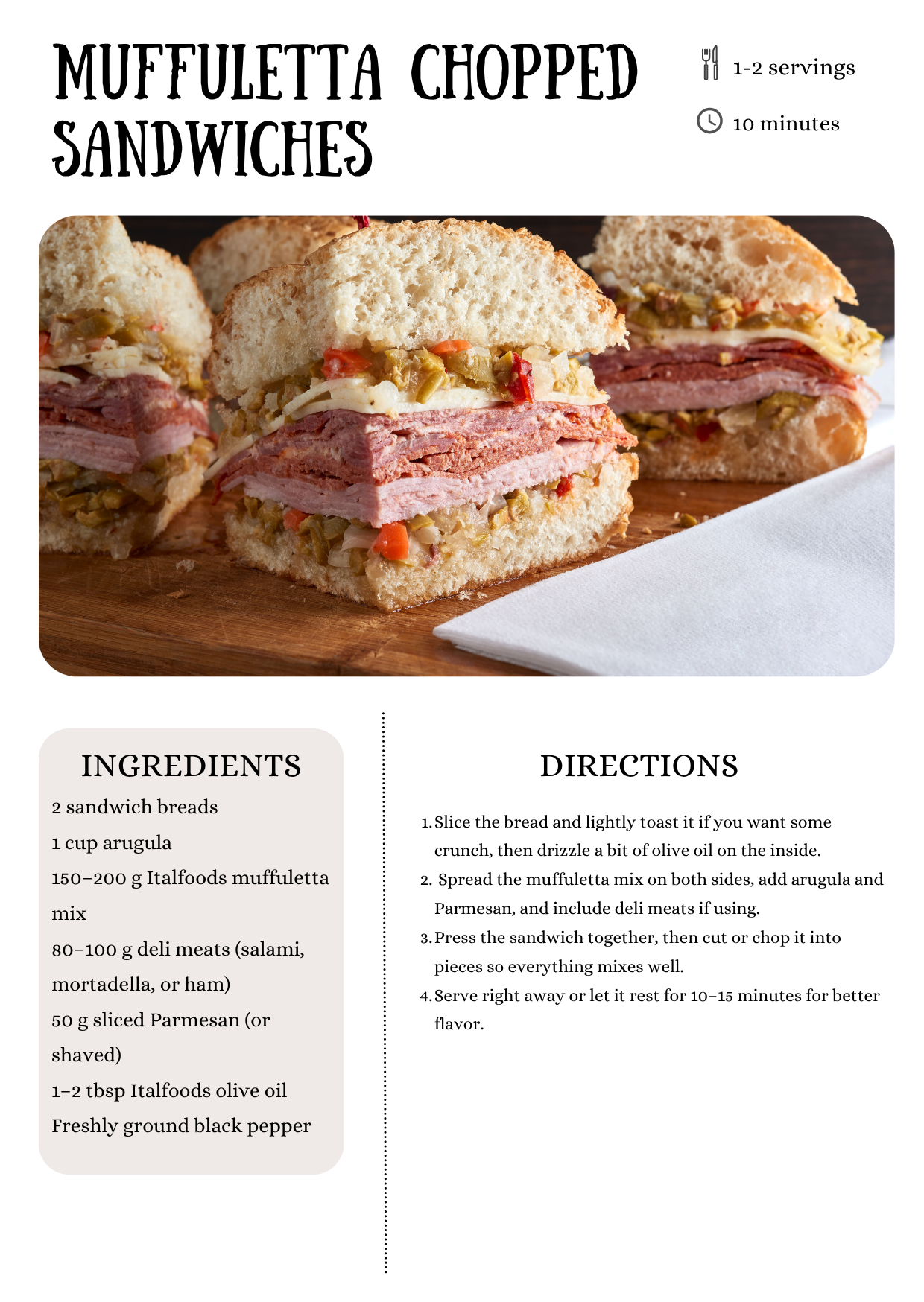 Italfoods Muffuletta Chopped Sandwiches recipe
