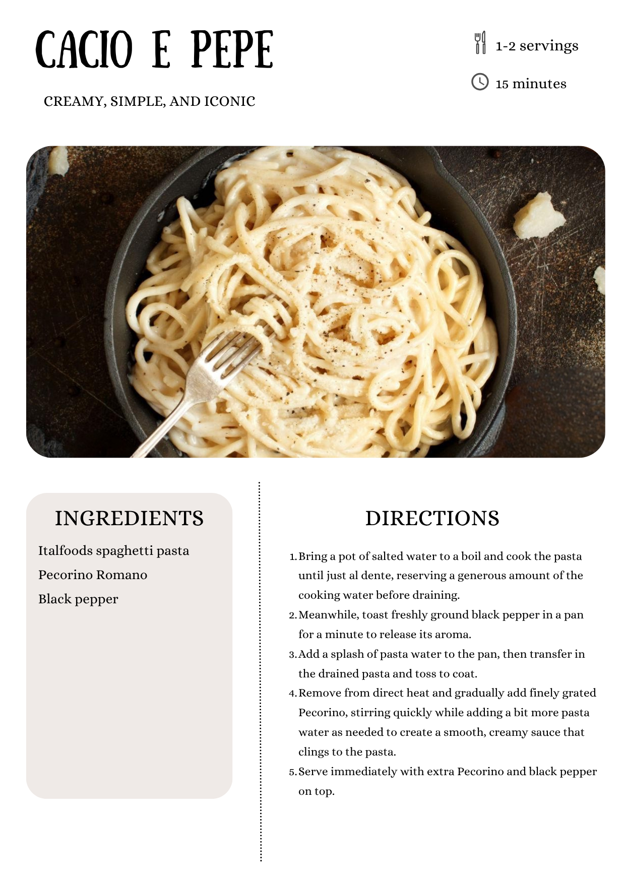 Italfoods Ccio e Pepe recipe