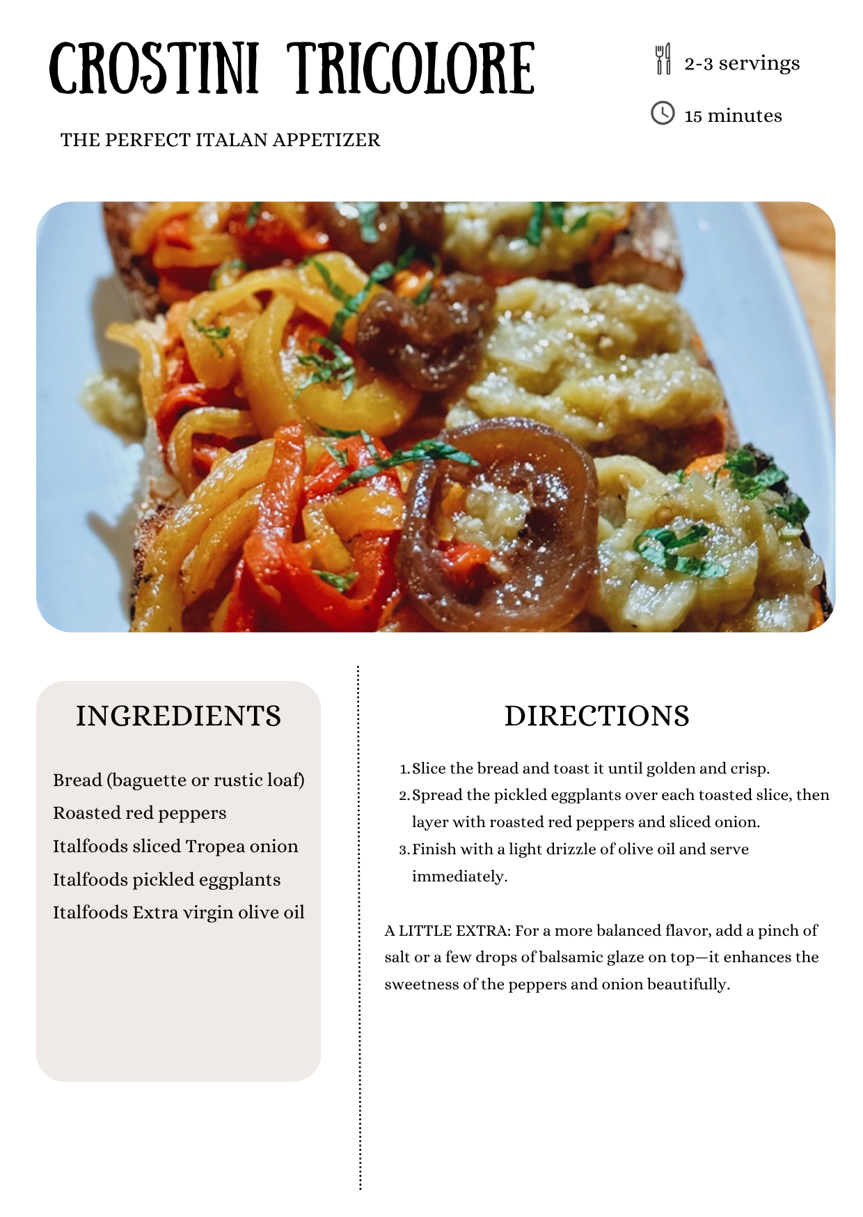 Italfoods crostini tricolore recipe