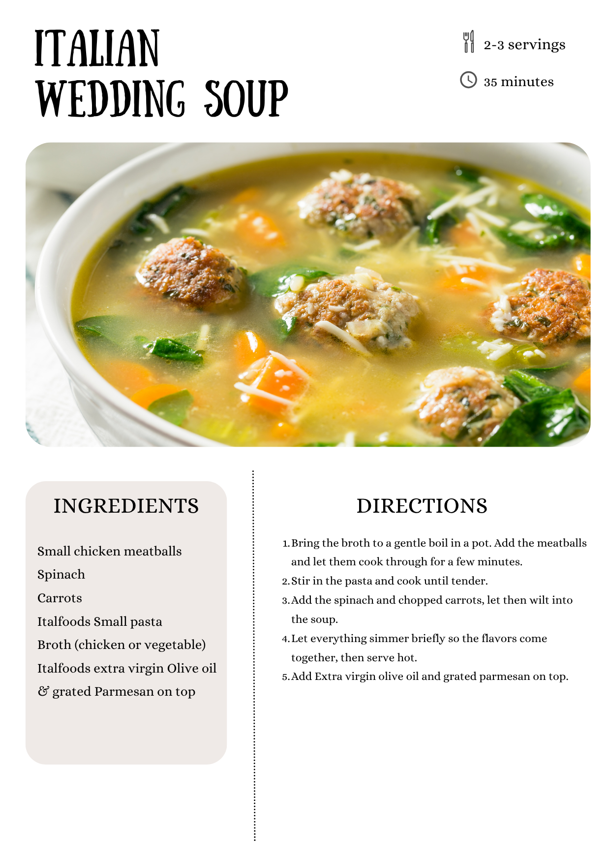 Italfoods Italian wedding soup recipe