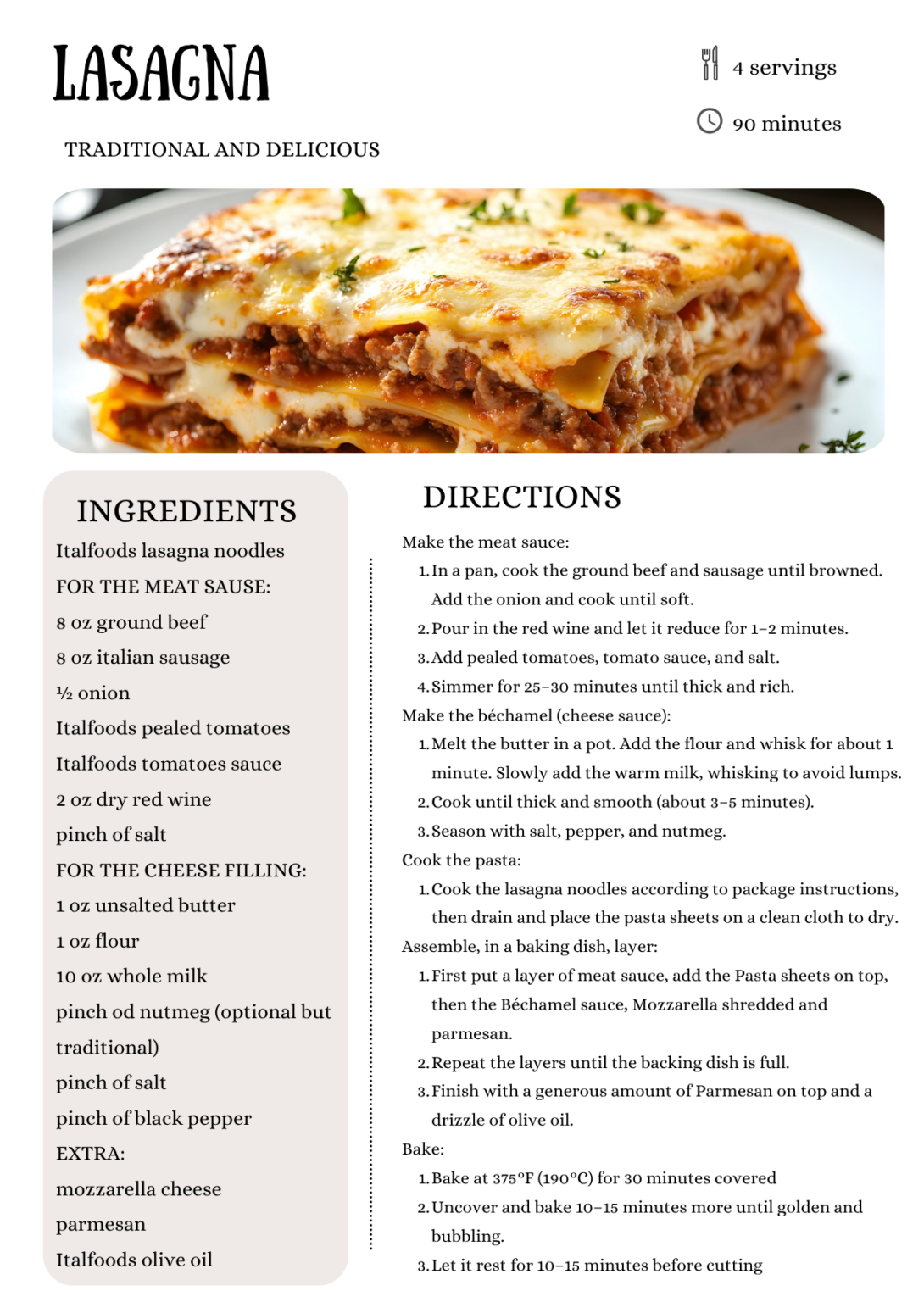 Italfoods lasagna recipes