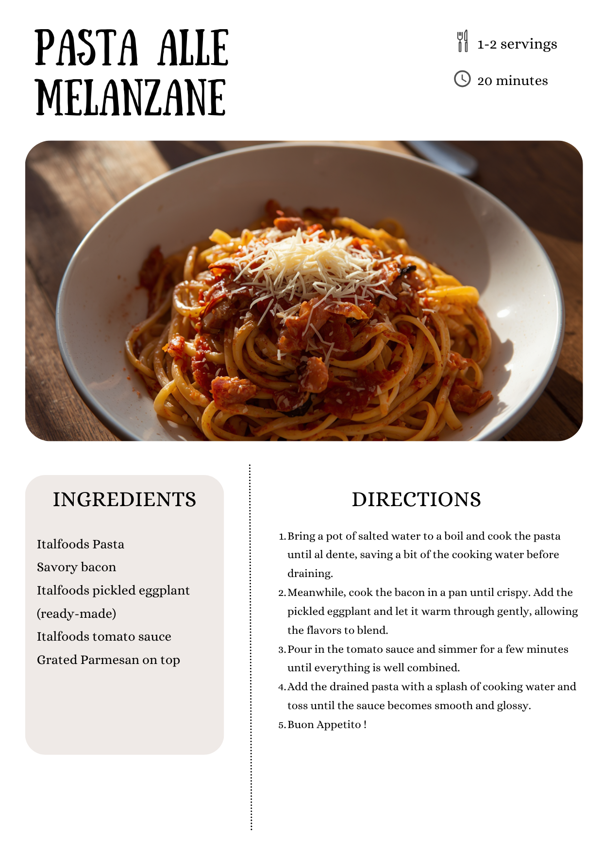 Italfoods Pasta alle melanzane (eggplant) recipe