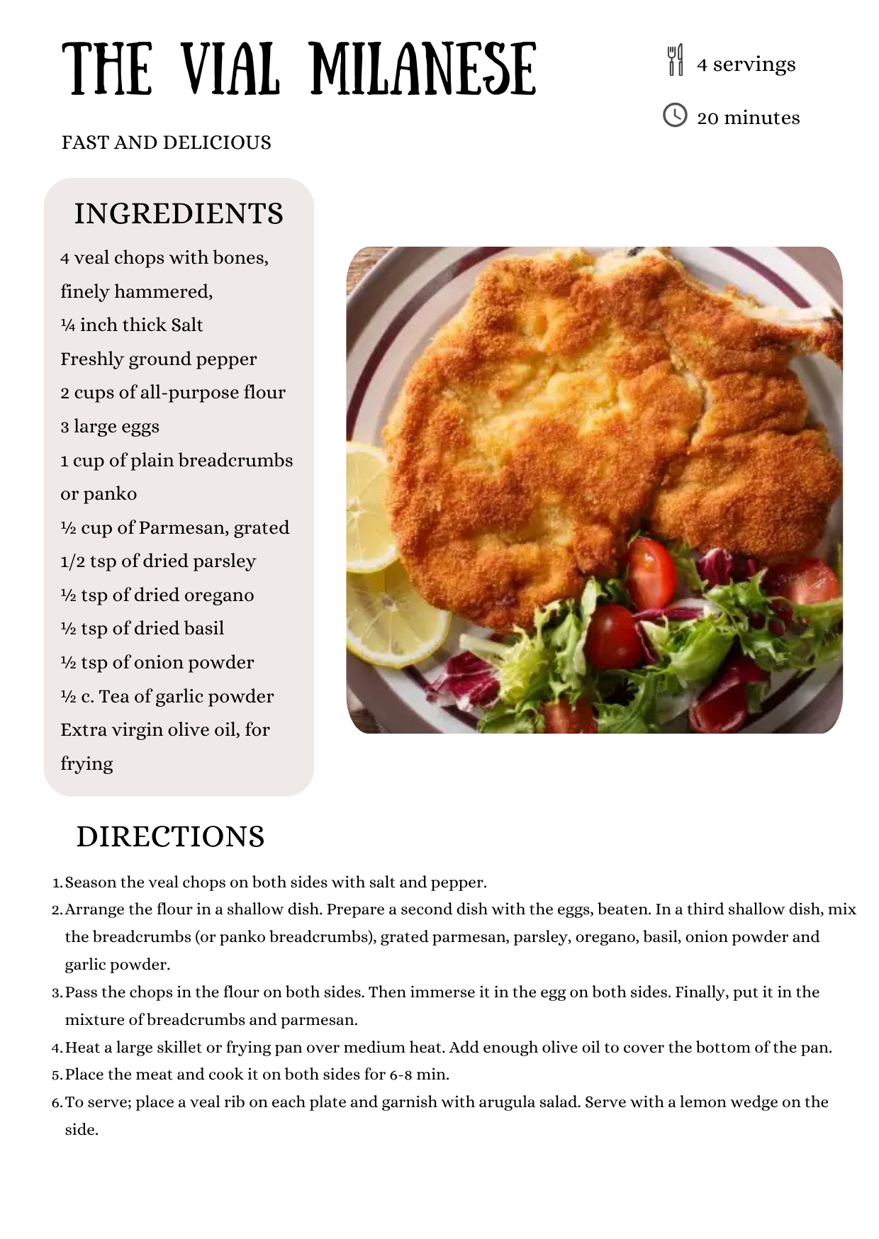 Italfoods Vial Milanese recipe