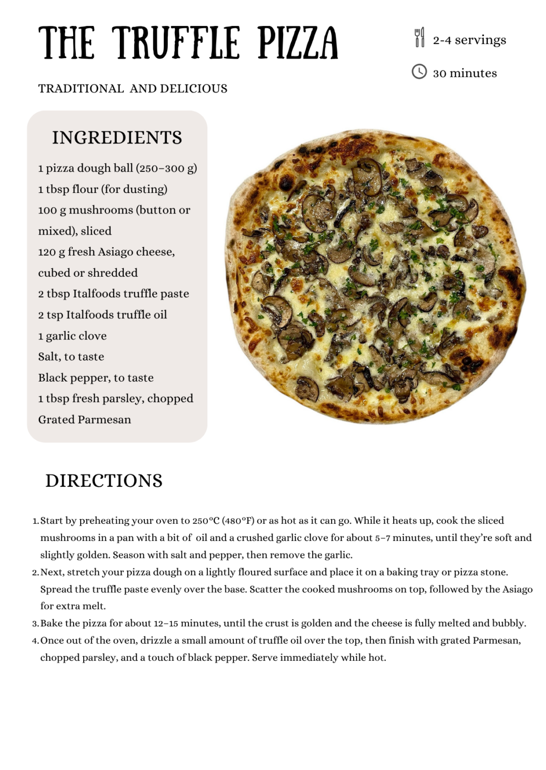 Italfoods recipe for truffle pizza